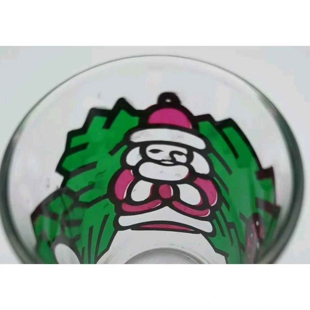 1973 Faroy Stained Glass Christmas Votive‎ Holder Red Fly Agaric Santa Angel